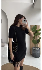 Ingrid Yarım Kol Mini Elbise - Siyah - Kod: 90257