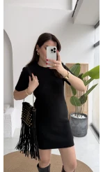 Ingrid Yarım Kol Mini Elbise - Siyah - Kod: 90257