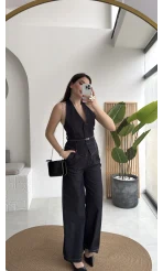 Reyna Kemerli Yelek Takım - Denim Mavisi - Kod: 8919