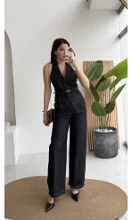 Reyna Kemerli Yelek Takım - Denim Mavisi - Kod: 8919