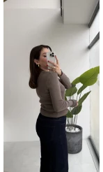 Lyssa V Yaka Çıtçıtlı Triko Kazak - Vizon