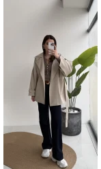 Andres Kemerli Dökümlü Trenç - Taş - Kod: 7658