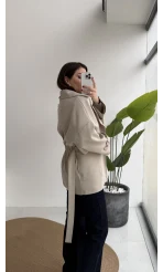 Andres Kemerli Dökümlü Trenç - Taş - Kod: 7658