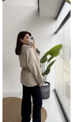 Andres Kemerli Dökümlü Trenç - Taş - Kod: 7658