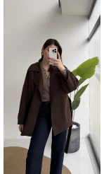 Andres Kemerli Dökümlü Trenç - Acı Kahve - Kod: 7658