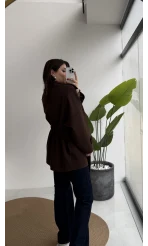 Andres Kemerli Dökümlü Trenç - Acı Kahve - Kod: 7658