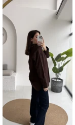 Claire Fularlı Gömlek - Acı Kahve - Kod: 5427