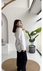 Claire Fularlı Gömlek - Beyaz - Kod: 5427