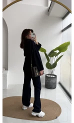 Rusty Lacivert Kuşaklı Denim Takım