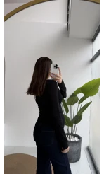 Granny Fermuar Detaylı Uzun Kollu Bluz - Siyah - Kod: 31993