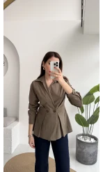 Coquette Pile Detay Düğmeli Kısa Bluz - Beyaz - Kod: 5426