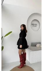 Floria Vatkalı Kemerli Yelek - Siyah - Kod: 7449