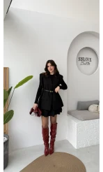 Floria Vatkalı Kemerli Yelek - Siyah - Kod: 7449