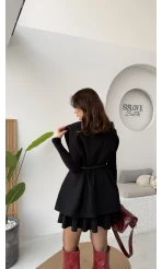 Floria Vatkalı Kemerli Yelek - Siyah - Kod: 7449