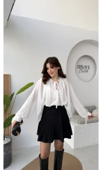 Clara Piliseli Şortlu Etek - Siyah - Kod: 0810