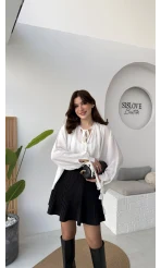 Clara Piliseli Şortlu Etek - Siyah - Kod: 0810