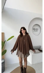 Georgia Bağlama Detaylı Dökümlü Gömlek - Acı Kahve - Kod: 4988