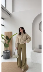 Kırınkıl Kumaş İnce Ceket - Taş-Haki Tonları - Kod: 9671