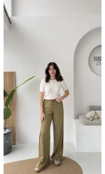 Best Beli Lastikli Paça Detaylı Pantolon - Haki - Kod: 51283