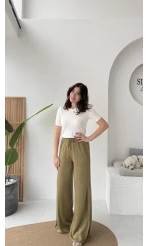 Best Beli Lastikli Paça Detaylı Pantolon - Haki - Kod: 51283