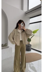 Best Beli Lastikli Paça Detaylı Pantolon - Haki - Kod: 51283