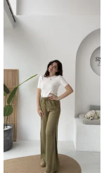 Best Beli Lastikli Paça Detaylı Pantolon - Haki - Kod: 51283