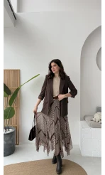 Kol Detay Blazer Ceket - Kahverengi - Kod: 7040