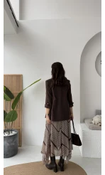 Kol Detay Blazer Ceket - Kahverengi - Kod: 7040