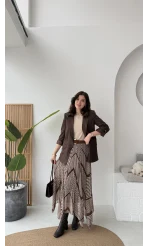 Kol Detay Blazer Ceket - Kahverengi - Kod: 7040