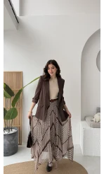 Kol Detay Blazer Ceket - Kahverengi - Kod: 7040