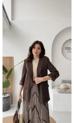 Kol Detay Blazer Ceket - Kahverengi - Kod: 7040