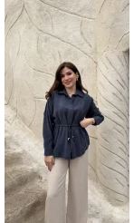 Tracy Belden Bağlamalı Gömlek - Lacivert - Kod: 2202