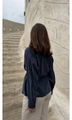 Tracy Belden Bağlamalı Gömlek - Lacivert - Kod: 2202