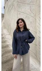 Tracy Belden Bağlamalı Gömlek - Lacivert - Kod: 2202