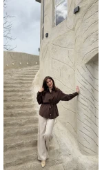 Tracy Belden Bağlamalı Gömlek - Acı Kahve - Kod: 2202