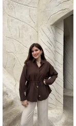 Tracy Belden Bağlamalı Gömlek - Acı Kahve - Kod: 2202