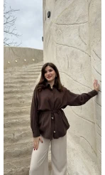 Tracy Belden Bağlamalı Gömlek - Acı Kahve - Kod: 2202