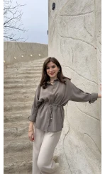 Tracy Belden Bağlamalı Gömlek - Koyu Haki - Kod: 2202