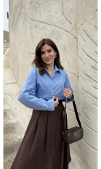 Paloma Tek Cepli Poplin Gömlek - Mavi - Kod: 5020