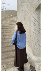 Paloma Tek Cepli Poplin Gömlek - Mavi - Kod: 5020