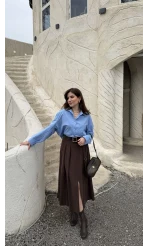 Paloma Tek Cepli Poplin Gömlek - Mavi - Kod: 5020