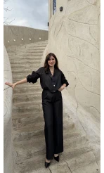 Lena Denim Bomber Ceket Pantolon Takım - Siyah - Kod: 8939