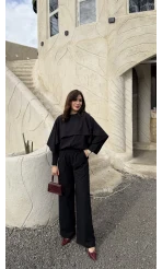 Anastasia Pelerin Detay Gömlek Takım - Siyah - Kod: 8851