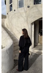 Anastasia Pelerin Detay Gömlek Takım - Siyah - Kod: 8851