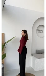 Murph Dökümlü Palazzo Kumaş Pantolon - Siyah - Kod: 26402