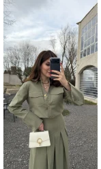 Loretta Pileli Etek Gömlek Takım - Mint - Kod: 266004