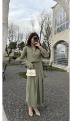 Loretta Pileli Etek Gömlek Takım - Mint - Kod: 266004