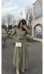 Loretta Pileli Etek Gömlek Takım - Mint - Kod: 266004