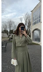 Loretta Pileli Etek Gömlek Takım - Mint - Kod: 266004