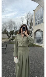 Loretta Pileli Etek Gömlek Takım - Mint - Kod: 266004